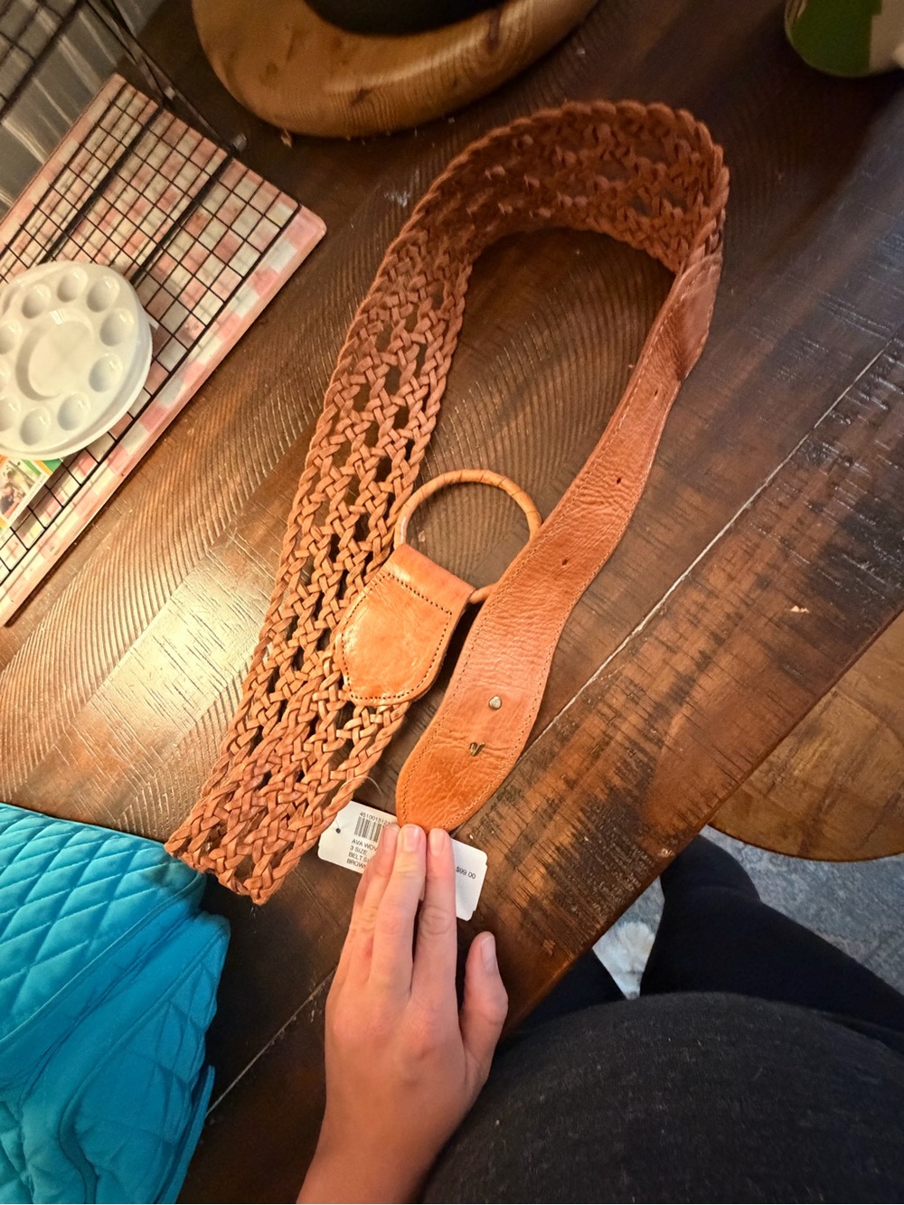 Chico's Braided Leather Belt in Cognac Brown - Picture 3 of 3